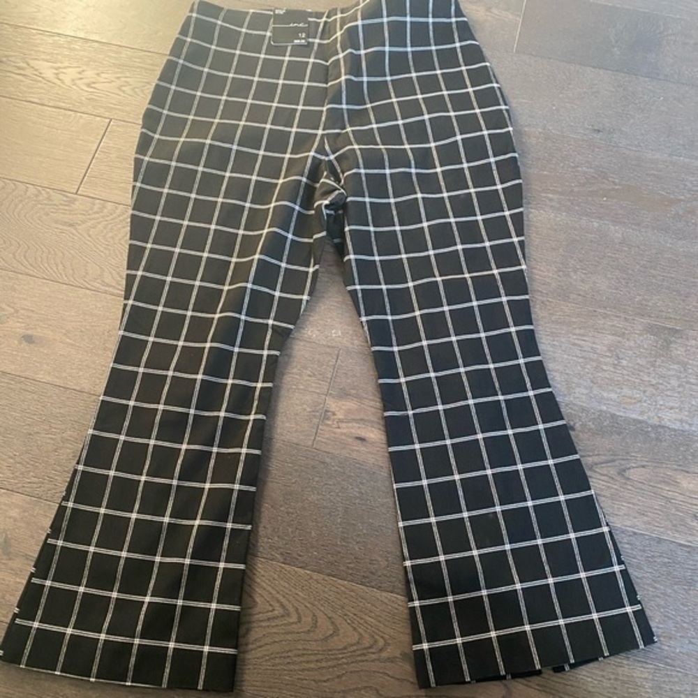 NWT Inc Capri Cut Cropped Checkered Trouser Size12 - Picture 3 of 6